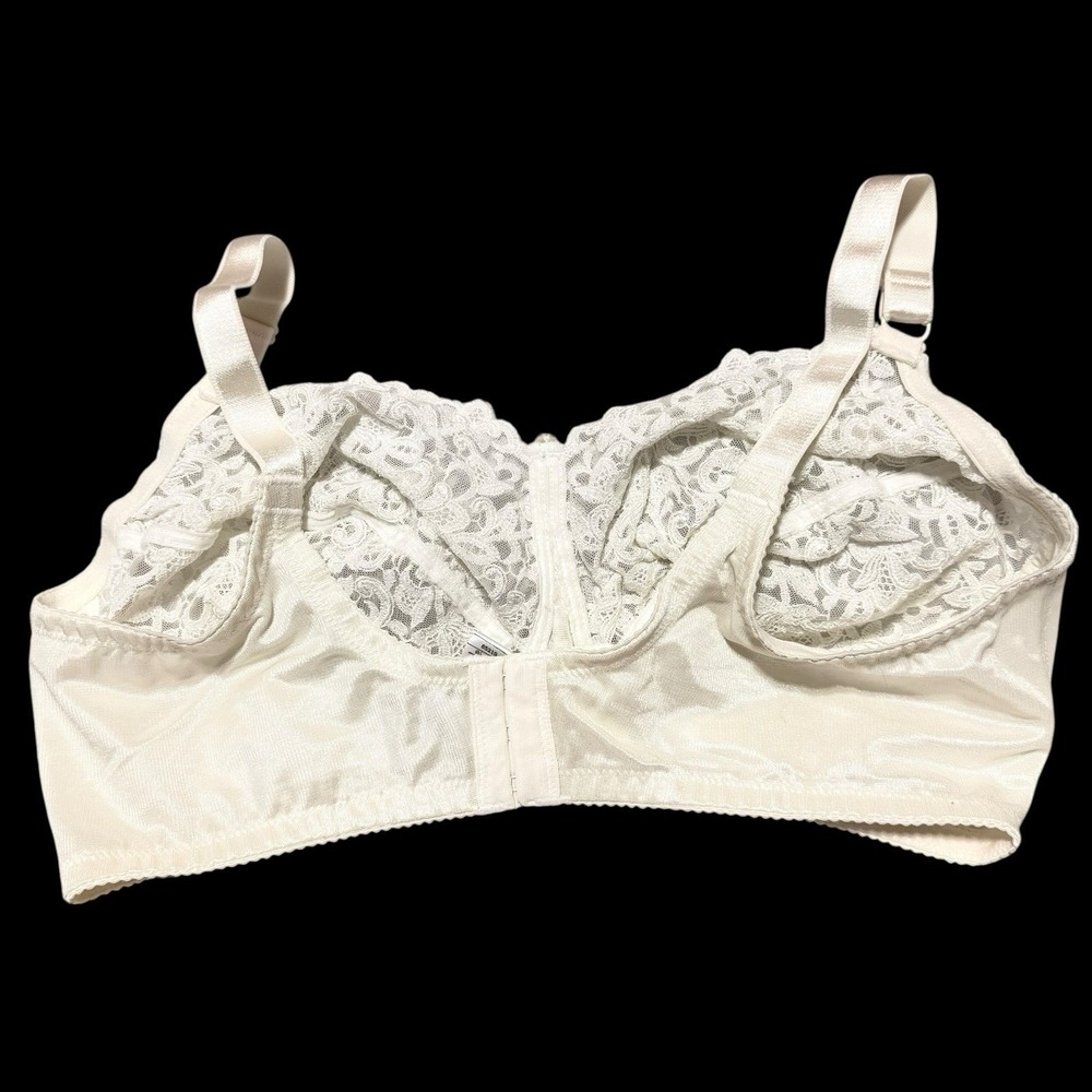 Wacoal 85219 Ivory Wire Free Semi Sheer Bra Bow & Bead Accent Preowned - Picture 4 of 7